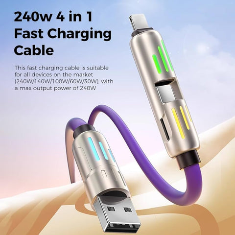 4in1 USB Cable USBA/C- C/Lightning 1meter