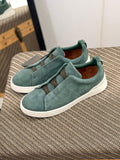 Zegna Suede Slip-On Sneakers (Green)