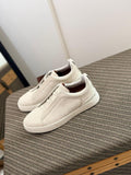 Zegna CrocoPanel Suede Slip-On Sneakers – Ivory Edition