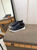 Zegna TerraFlex Smooth Leather Slip-On Sneakers – Navy Edition