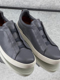 ZEGNA Triple Stitch™ Grey Leather Sneakers