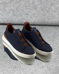 Zegna Navy Slip-On Sneakers