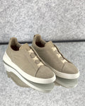 Zegna Beige Canvas Slip-On Sneakers