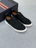 Zegna Croc-Embossed Suede Panel Sneakers