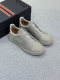 Zegna Croc-Embossed Lace-Panel Sneakers
