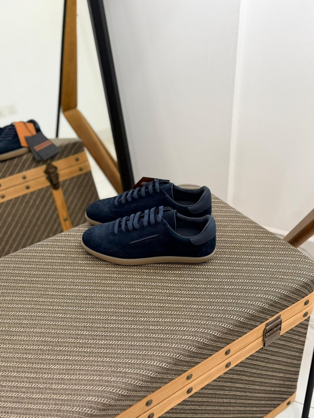 ZEGNA Valencia Suede Sneakers (Navy Blue / Gum Sole)