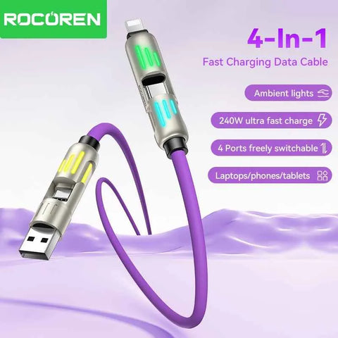 4in1 USB Cable USBA/C- C/Lightning 1meter