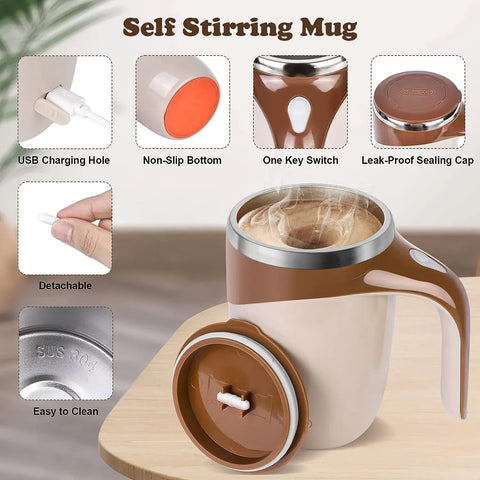 380mL Self Stirring Mug with Lid